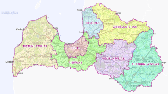 Pārdošanas reģionu karte